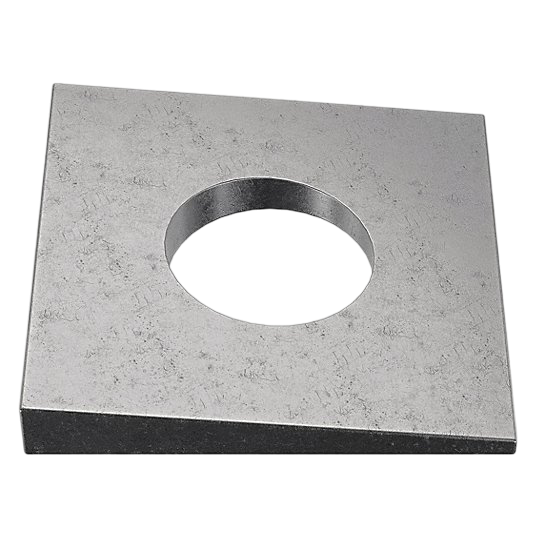 WASHERS 29 Square levelling washer with beveled hole for angled support.