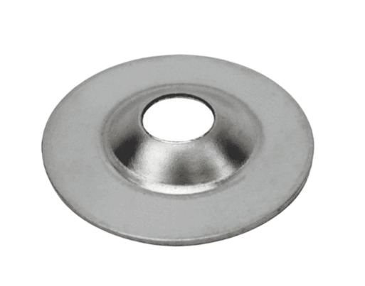 WASHERS 32 Metal countersunk washer with sloped inner profile for flat head screws.