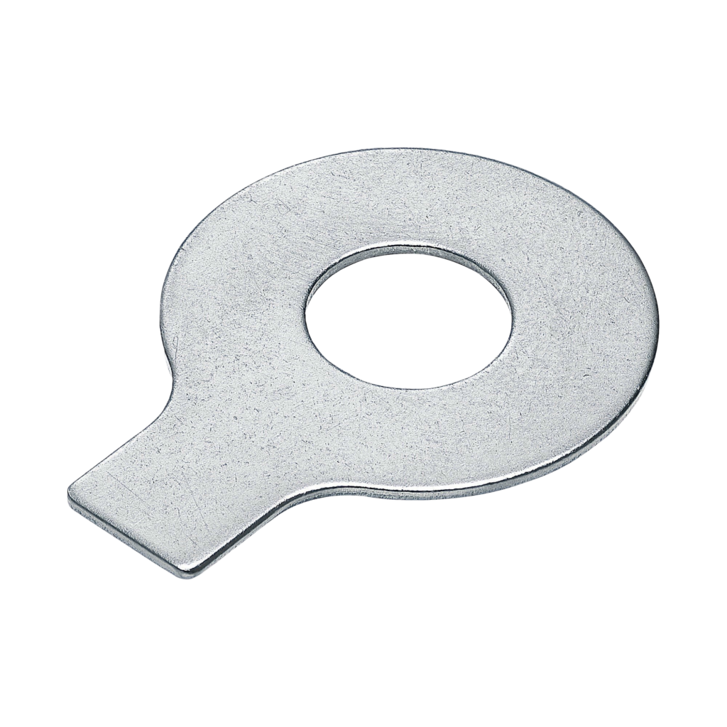 WASHERS 10 Tab washer with locking tab for secure fastening applications.